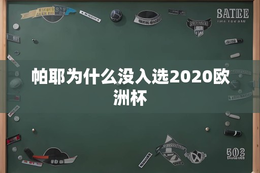 帕耶为什么没入选2020欧洲杯