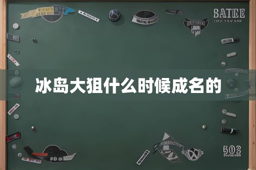 冰岛大狙什么时候成名的