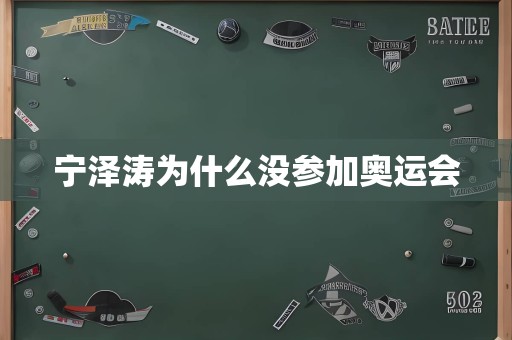 宁泽涛为什么没参加奥运会