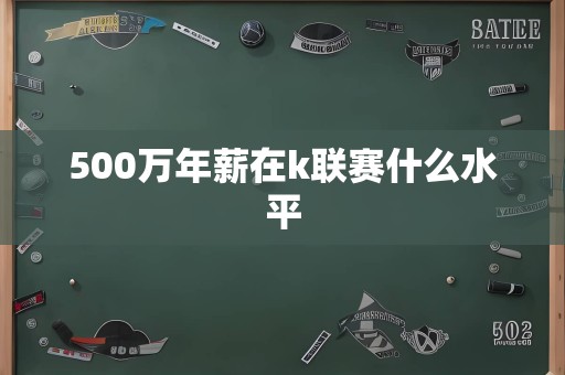 500万年薪在k联赛什么水平