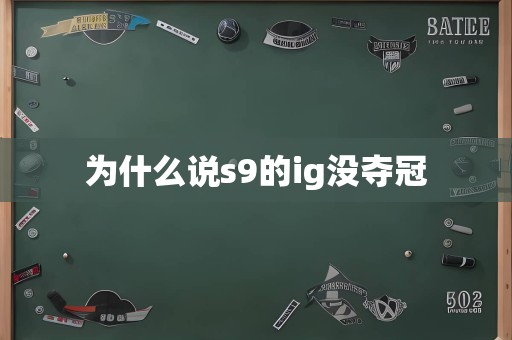 为什么说s9的ig没夺冠