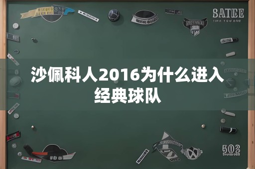 沙佩科人2016为什么进入经典球队