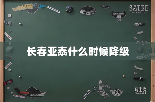 长春亚泰什么时候降级