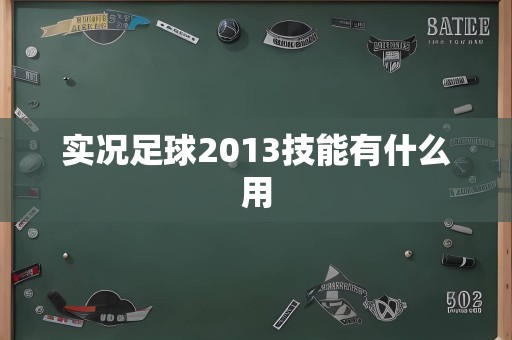 实况足球2013技能有什么用