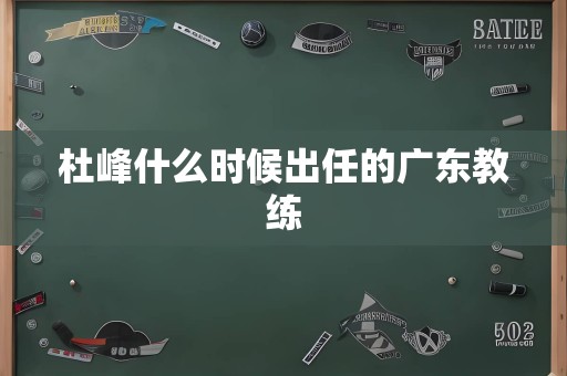 杜峰什么时候出任的广东教练
