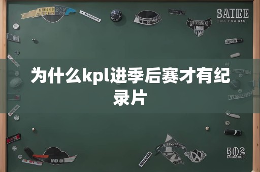 为什么kpl进季后赛才有纪录片