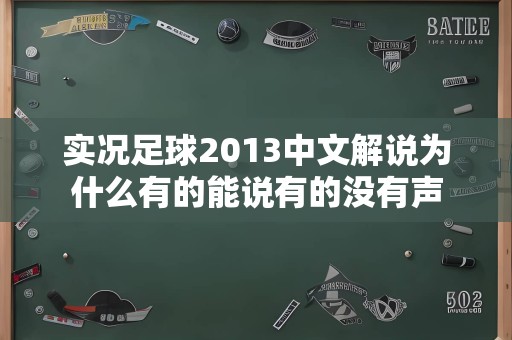 实况足球2013中文解说为什么有的能说有的没有声