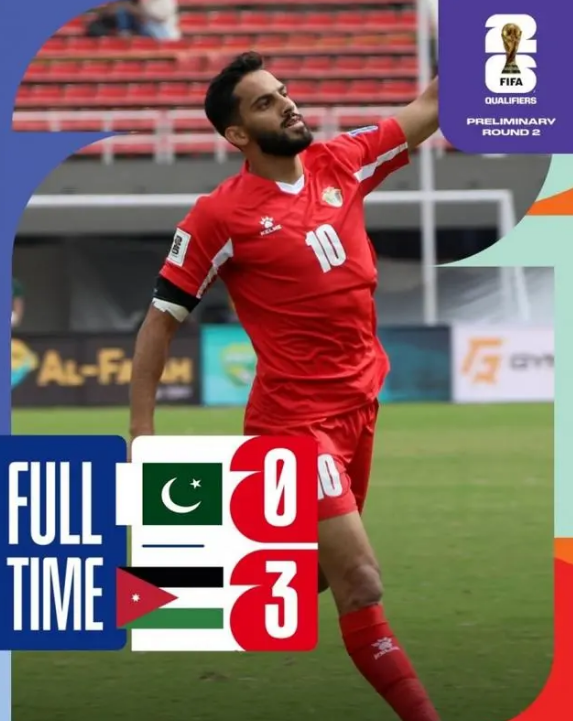 世预赛-约旦客场3-0巴基斯坦获首胜，塔马里梅开二度