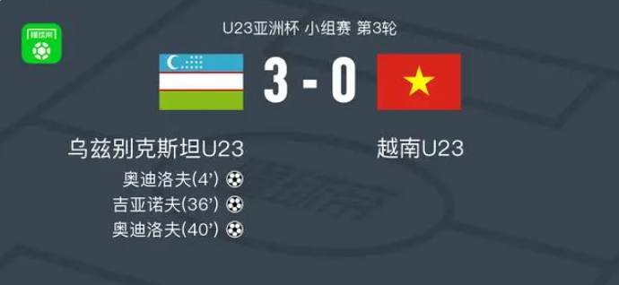 u23亚洲杯-乌兹别克斯坦U23 3-0大胜越南U23，奥迪洛夫梅开二度，吉亚诺夫建功